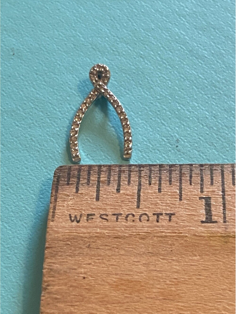 10k White Gold Natural Diamond Wishbone Pendant